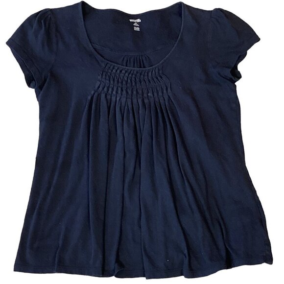 Michael Michael Kors 100% Cotton Sz M Smock Pleat Front Black Swing Tee 285G - Picture 1 of 8